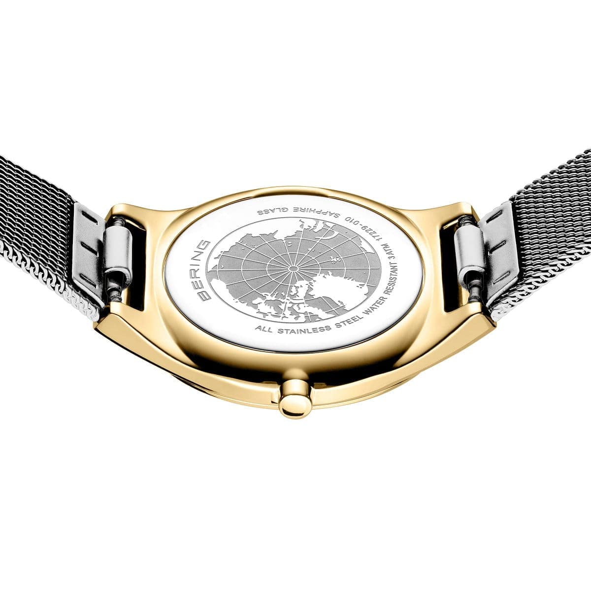 BERING Ultra Slim Polished/Brushed Gold 29mm Silver Sunray Dial Women's Watch 18729-010