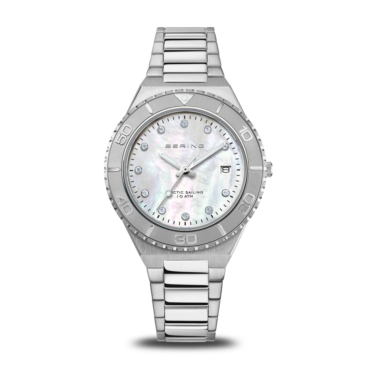 BERING Classic Polished/Brushed Silver 36mm White Mother of Pearl Dial Women's Watch 18936-704-C