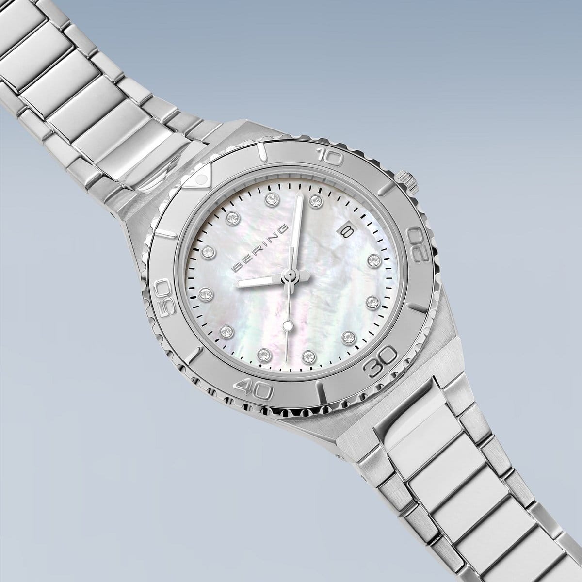 BERING Classic Polished/Brushed Silver 36mm White Mother of Pearl Dial Women's Watch 18936-704-C