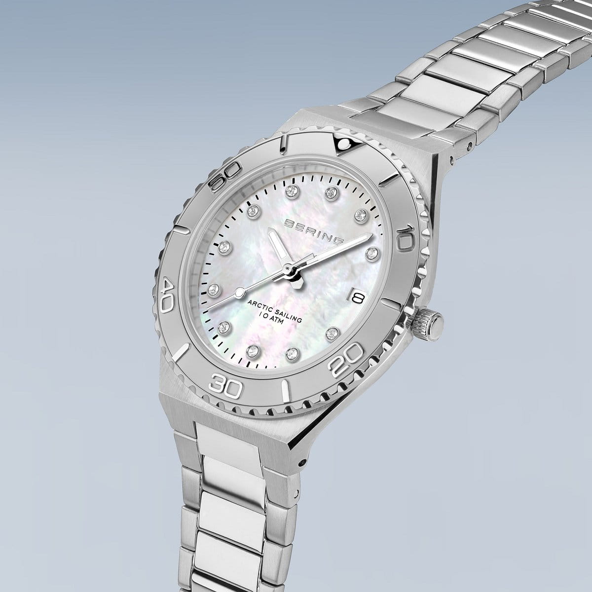 BERING Classic Polished/Brushed Silver 36mm White Mother of Pearl Dial Women's Watch 18936-704-C
