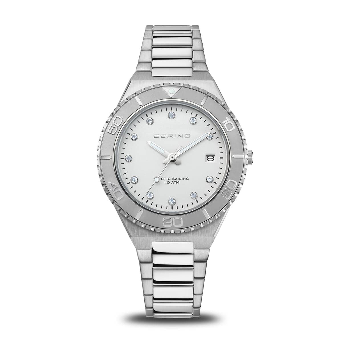 BERING Classic Polished/Brushed Silver 36mm White Dial Women's Watch 18936-704