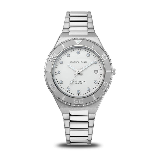 BERING Classic Polished/Brushed Silver 36mm White Dial Women's Watch 18936-704