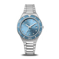BERING Classic Polished/Brushed Silver 36mm Blue Sunray Dial Women's Watch 18936-705