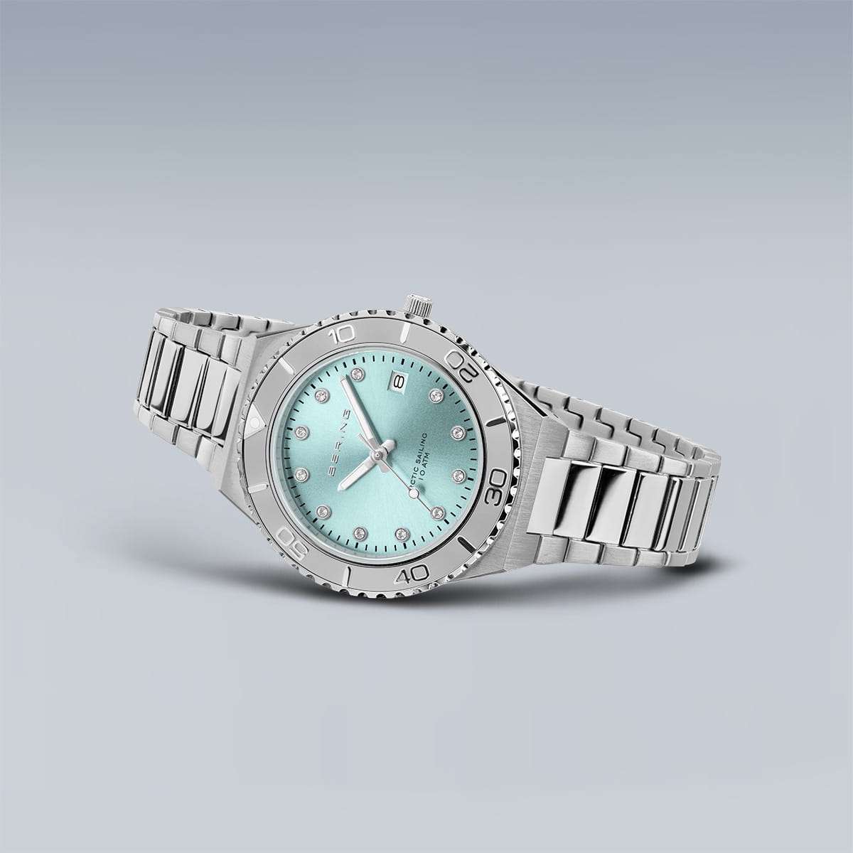 BERING Classic Polished/Brushed Silver 36mm Blue Sunray Dial Women's Watch 18936-707