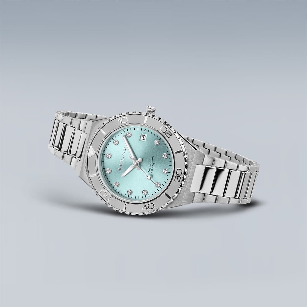BERING Classic Polished/Brushed Silver 36mm Blue Sunray Dial Women's Watch 18936-707