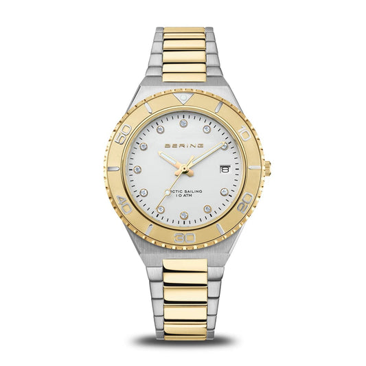 BERING Classic Polished/Brushed Silver/Gold 36mm White Dial Women's Watch 18936-710
