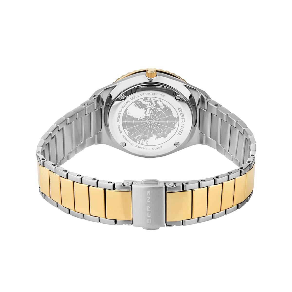 BERING Classic Polished/Brushed Silver/Gold 36mm White Dial Women's Watch 18936-710