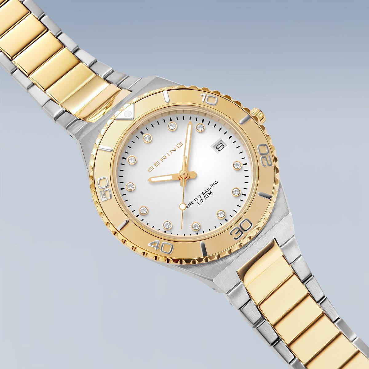 BERING Classic Polished/Brushed Silver/Gold 36mm White Dial Women's Watch 18936-710