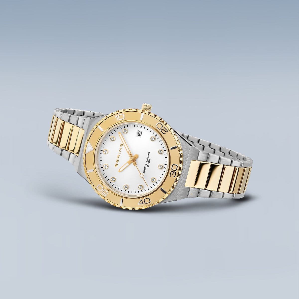 BERING Classic Polished/Brushed Silver/Gold 36mm White Dial Women's Watch 18936-710