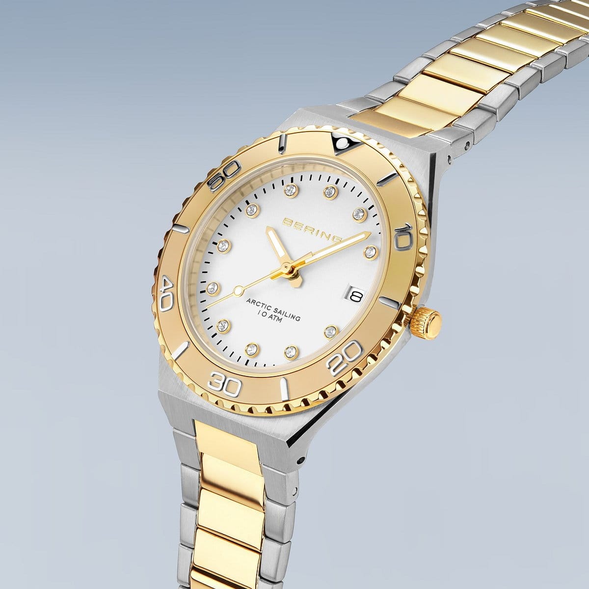 BERING Classic Polished/Brushed Silver/Gold 36mm White Dial Women's Watch 18936-710