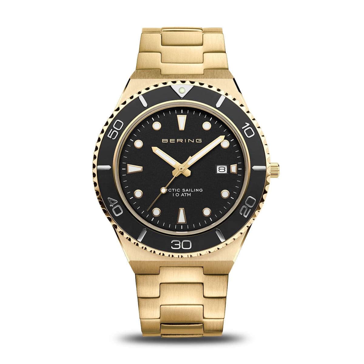 BERING Classic Arctic Sailing Polished/Brushed Gold 43mm Black Sunray Dial Men's Watch 18940-732