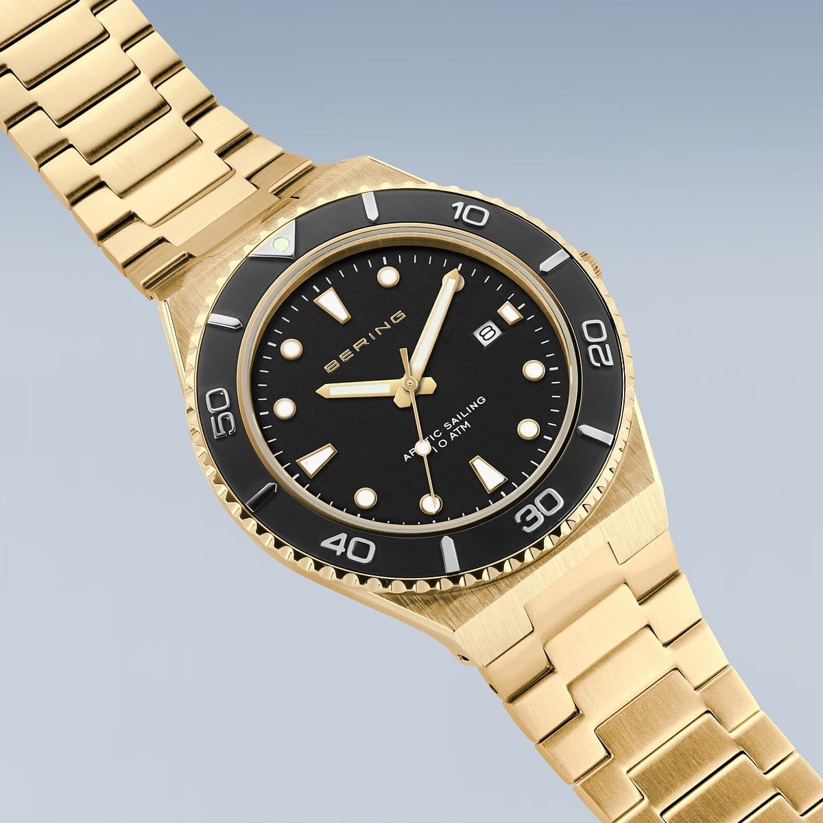 BERING Classic Arctic Sailing Polished/Brushed Gold 43mm Black Sunray Dial Men's Watch 18940-732