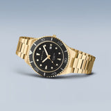BERING Classic Arctic Sailing Polished/Brushed Gold 43mm Black Sunray Dial Men's Watch 18940-732