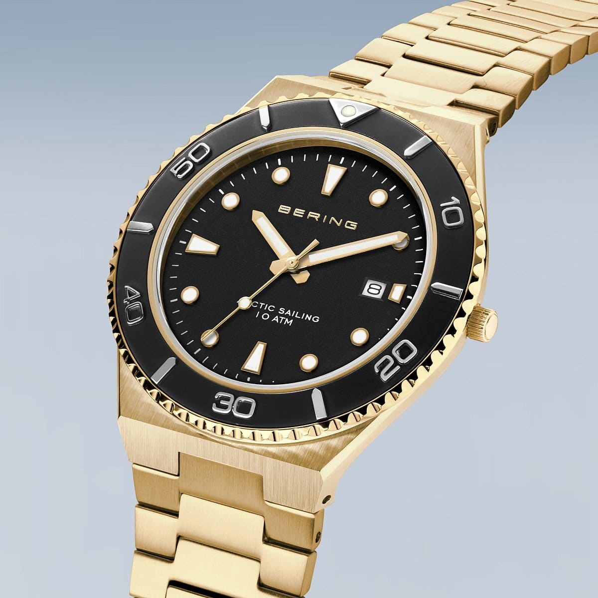BERING Classic Arctic Sailing Polished/Brushed Gold 43mm Black Sunray Dial Men's Watch 18940-732