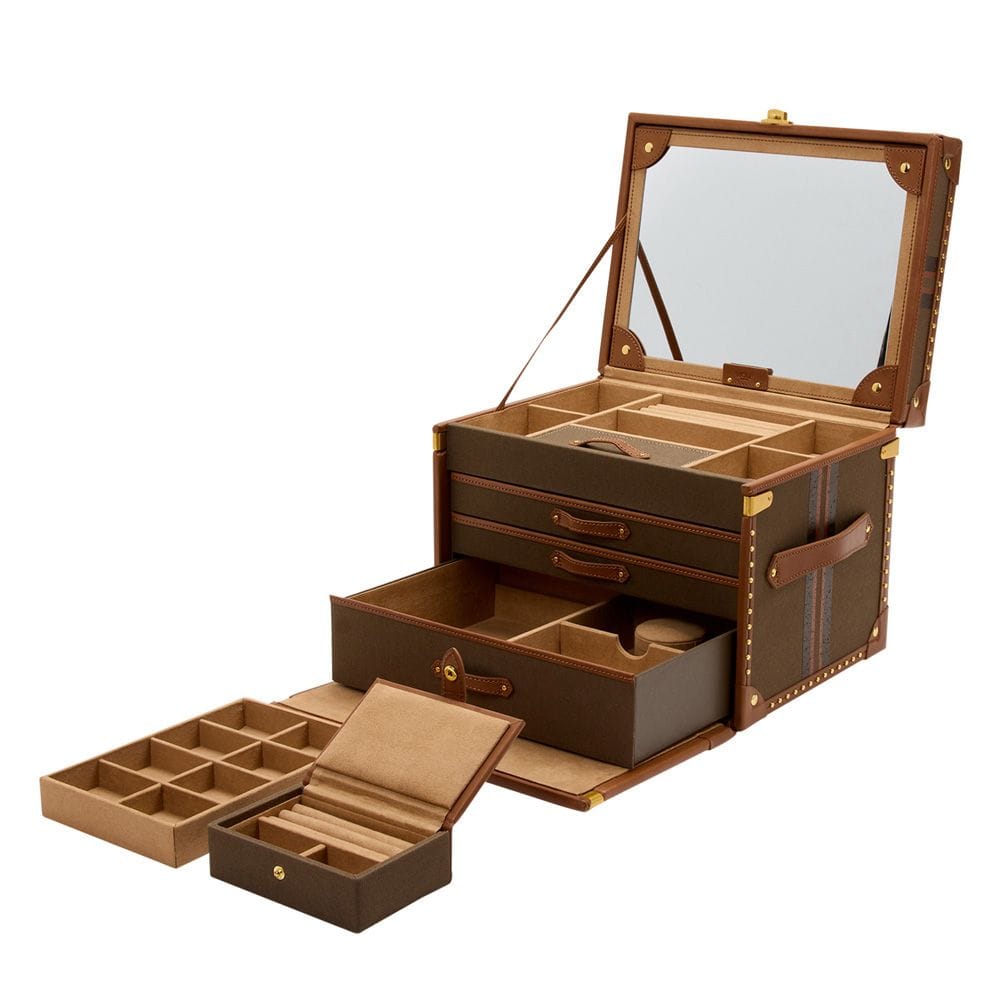 WOLF Ida Trunk Jewellery Box Khaki 190041