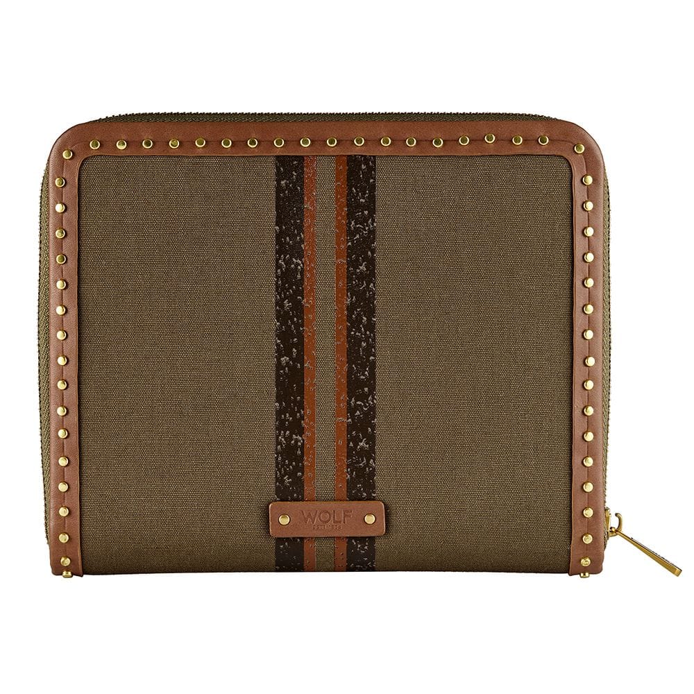 WOLF Ida Travel Zip Jewellery Portfolio Khaki 190043