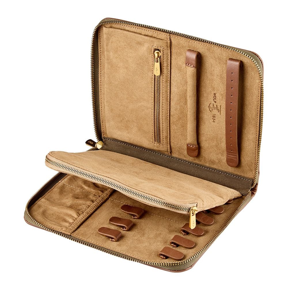 WOLF Ida Travel Zip Jewellery Portfolio Khaki 190043