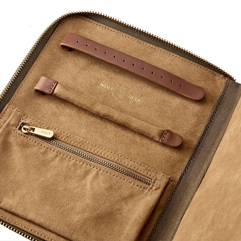 WOLF Ida Travel Zip Jewellery Portfolio Khaki 190043