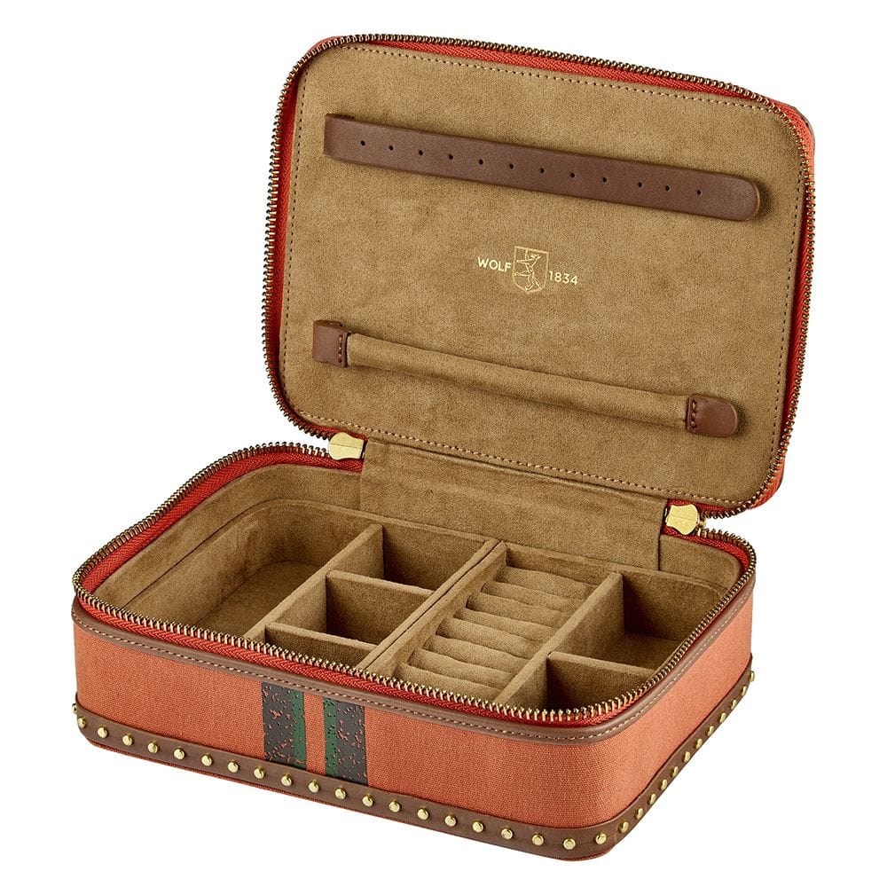 WOLF Ida Travel Zip Jewellery Case Orange 190045