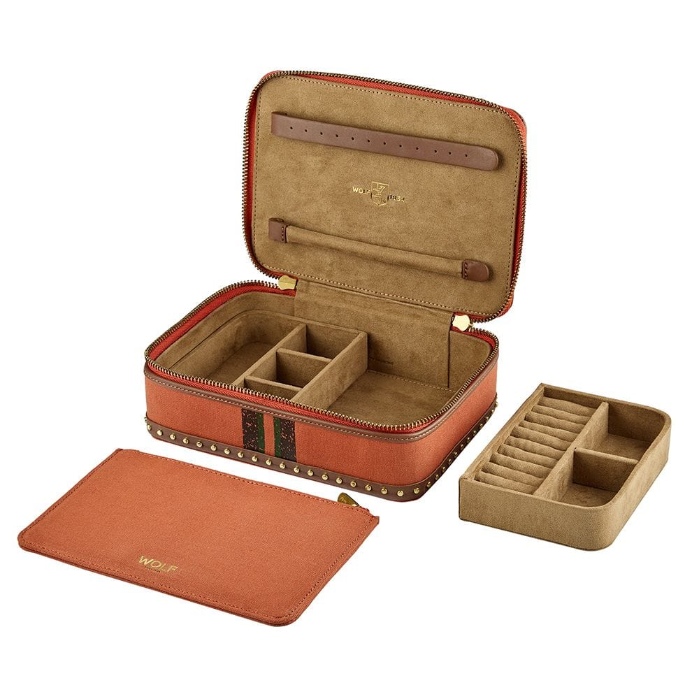 WOLF Ida Travel Zip Jewellery Case Orange 190045