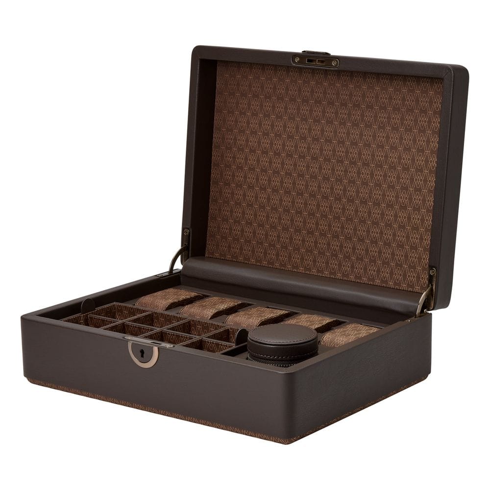 WOLF Earth 5 Piece Watch Box with Storage Coffee 190906