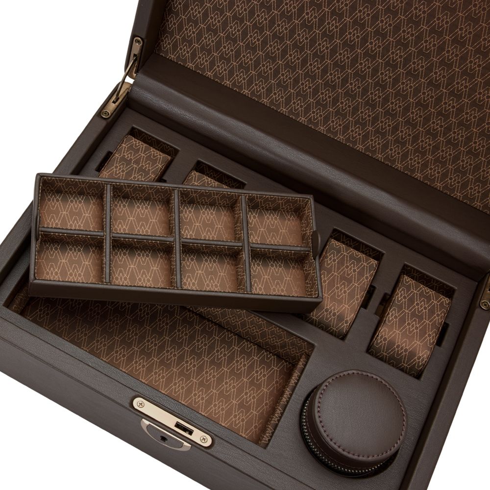 WOLF Earth 5 Piece Watch Box with Storage Coffee 190906