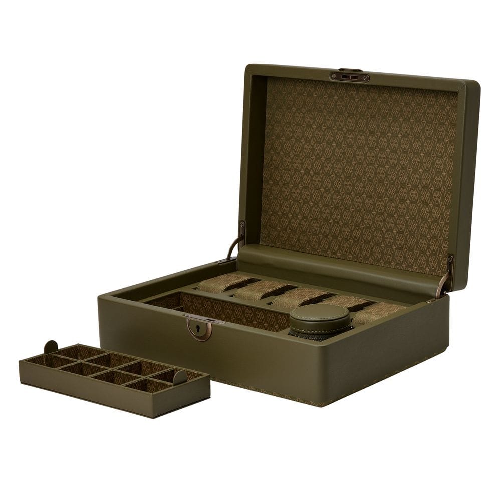 WOLF Earth 5 Piece Watch Box with Storage Olive 190941