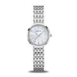 BERING Classic Polished Silver 26mm White Mother of Pearl Dial Women's Watch 19126-700