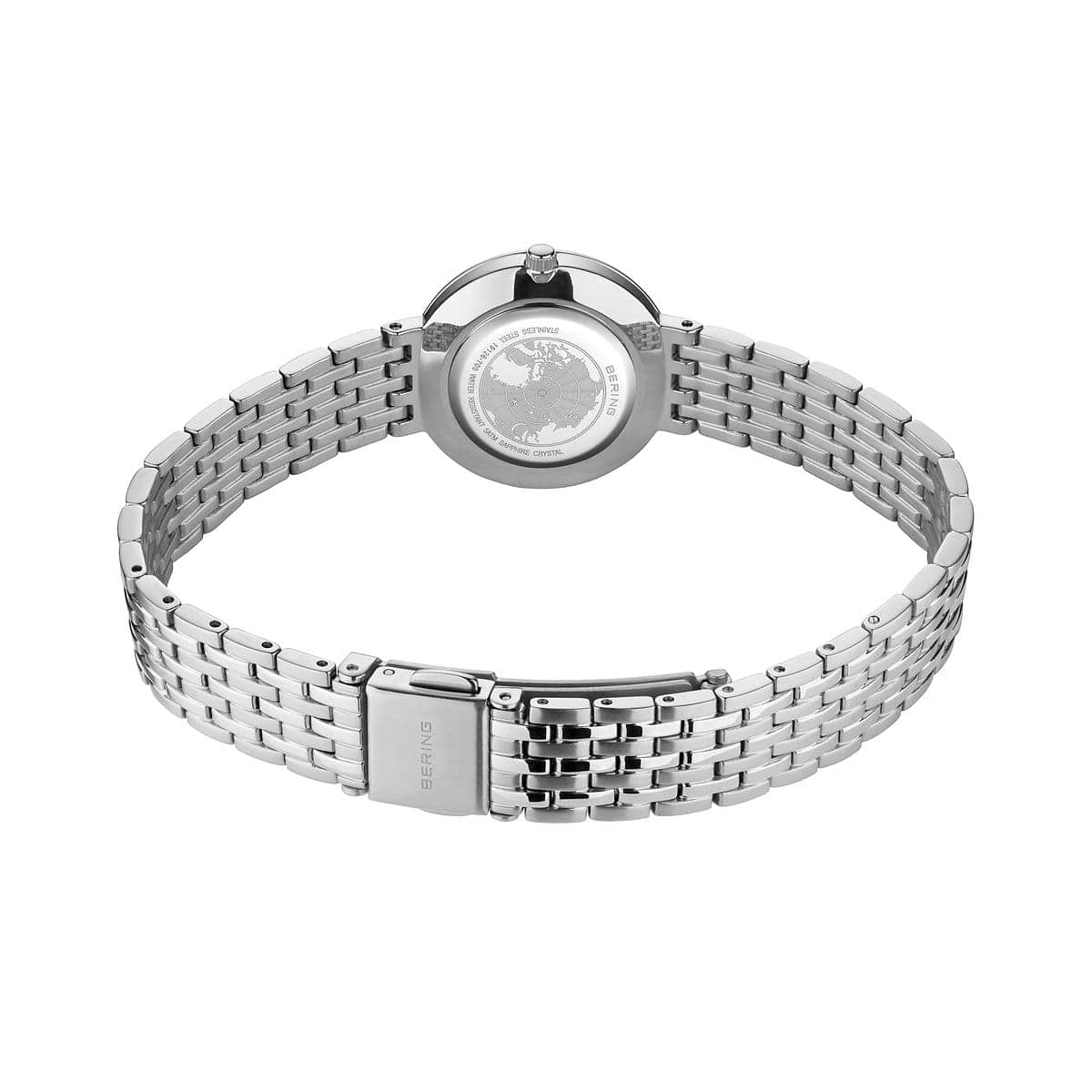 BERING Classic Polished Silver 26mm White Mother of Pearl Dial Women's Watch 19126-700