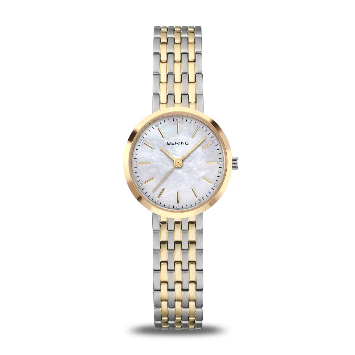 BERING Classic Polished Gold 26mm White Mother of Pearl Dial Women's Watch 19126-710