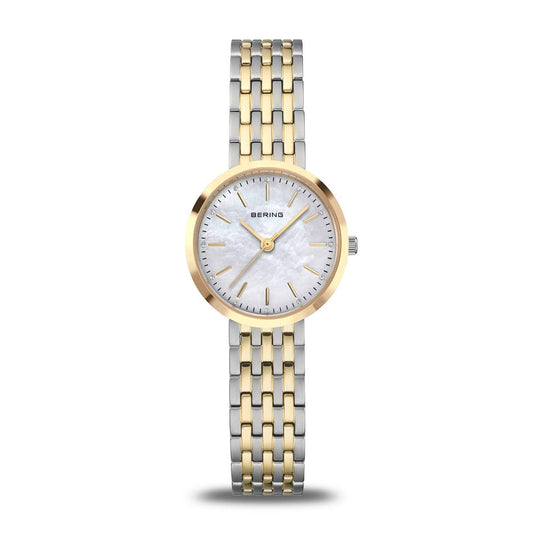 BERING Classic Polished Gold 26mm White Mother of Pearl Dial Women's Watch 19126-710