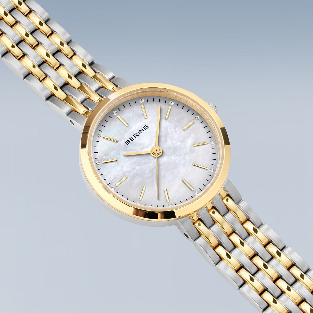 BERING Classic Polished Gold 26mm White Mother of Pearl Dial Women's Watch 19126-710