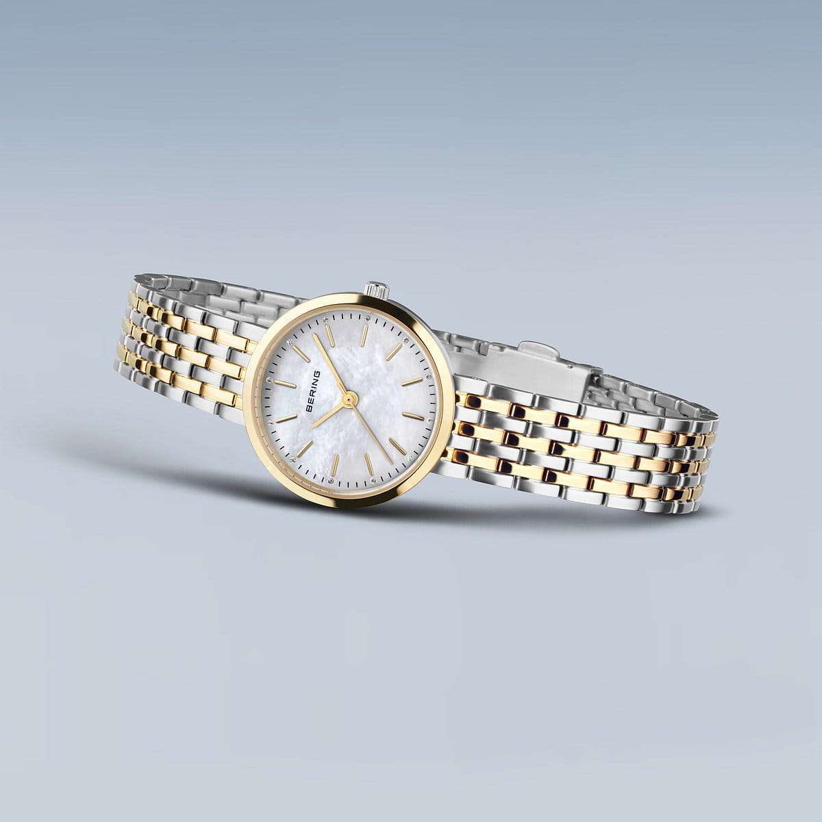 BERING Classic Polished Gold 26mm White Mother of Pearl Dial Women's Watch 19126-710