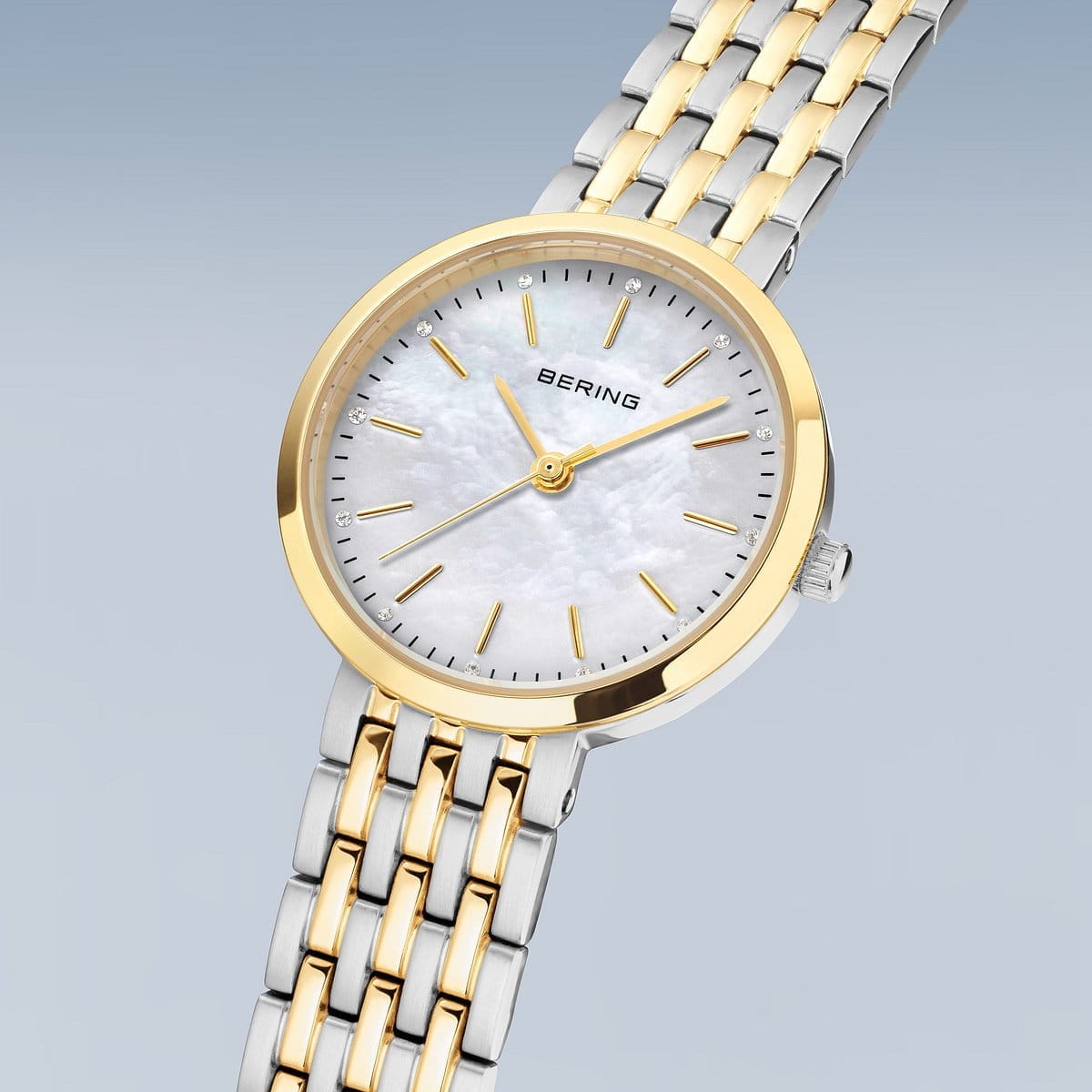 BERING Classic Polished Gold 26mm White Mother of Pearl Dial Women's Watch 19126-710