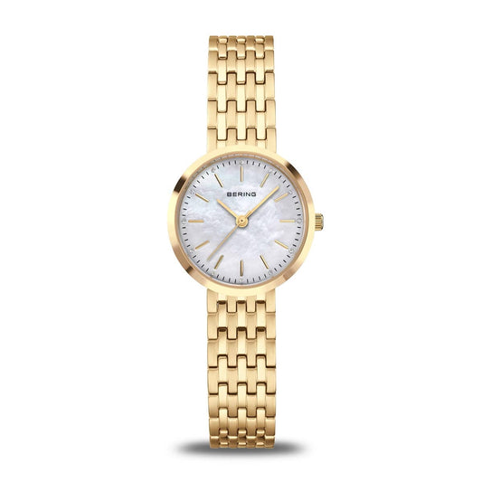 BERING Classic Polished Gold 26mm White Mother of Pearl Dial Women's Watch 19126-734