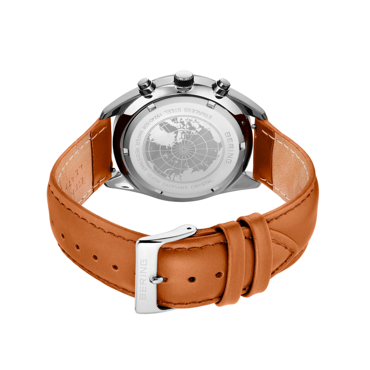 BERING Multifunction Leather Watch Green 40mm Green Dial Men's Watch 19240-508