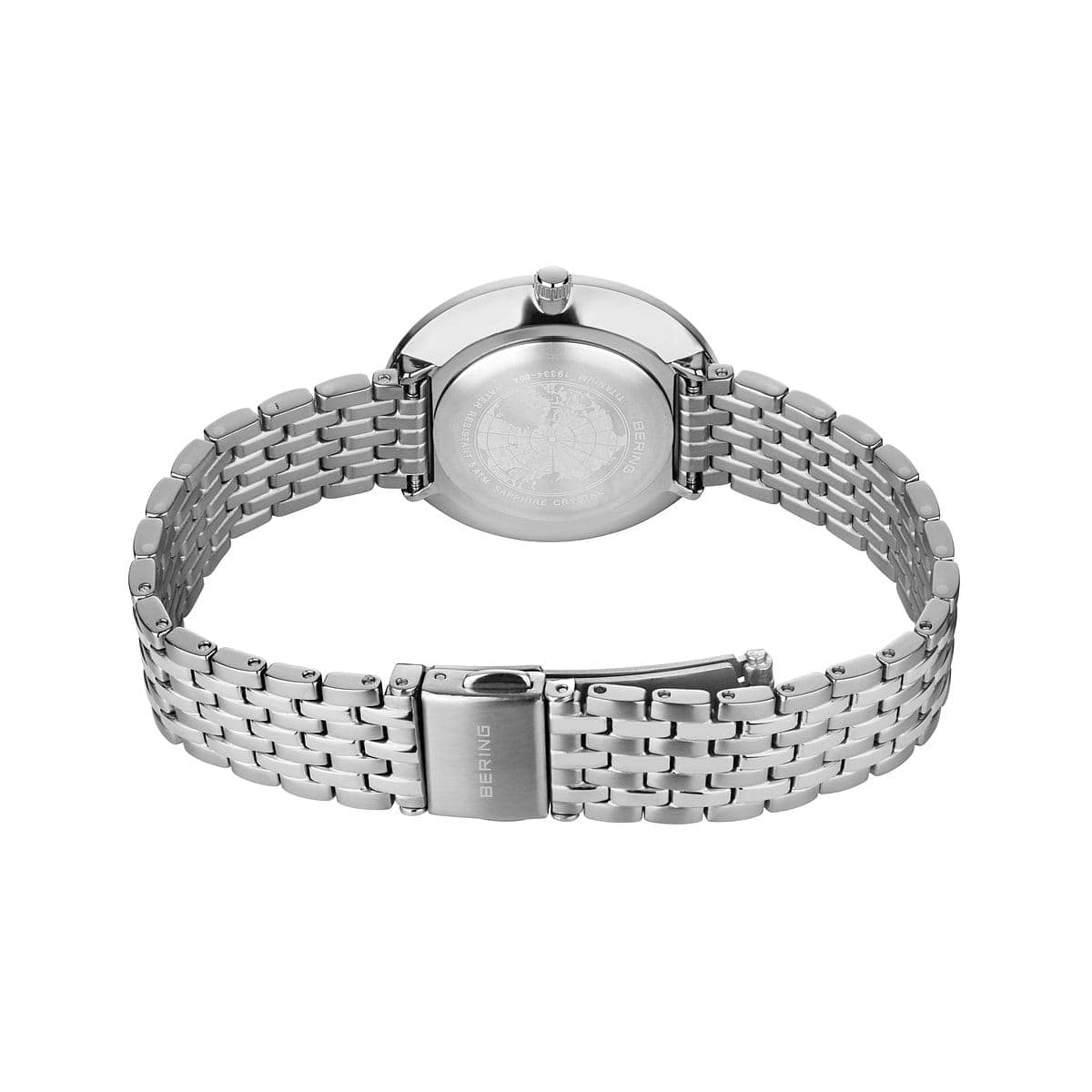 BERING Titanium Polished Silver 34mm White Dial Women's Watch 19334-004