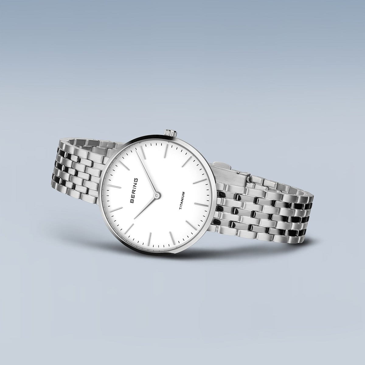 BERING Titanium Polished Silver 34mm White Dial Women's Watch 19334-004