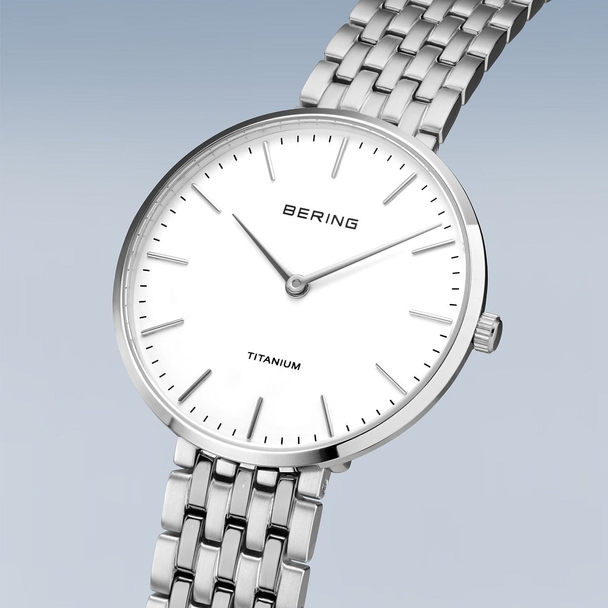 BERING Titanium Polished Silver 34mm White Dial Women's Watch 19334-004