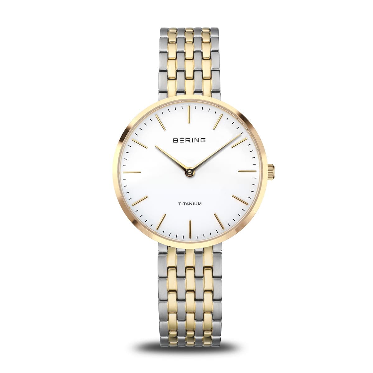 BERING Titanium Polished Gold 34mm White Dial Women's Watch 19334-010