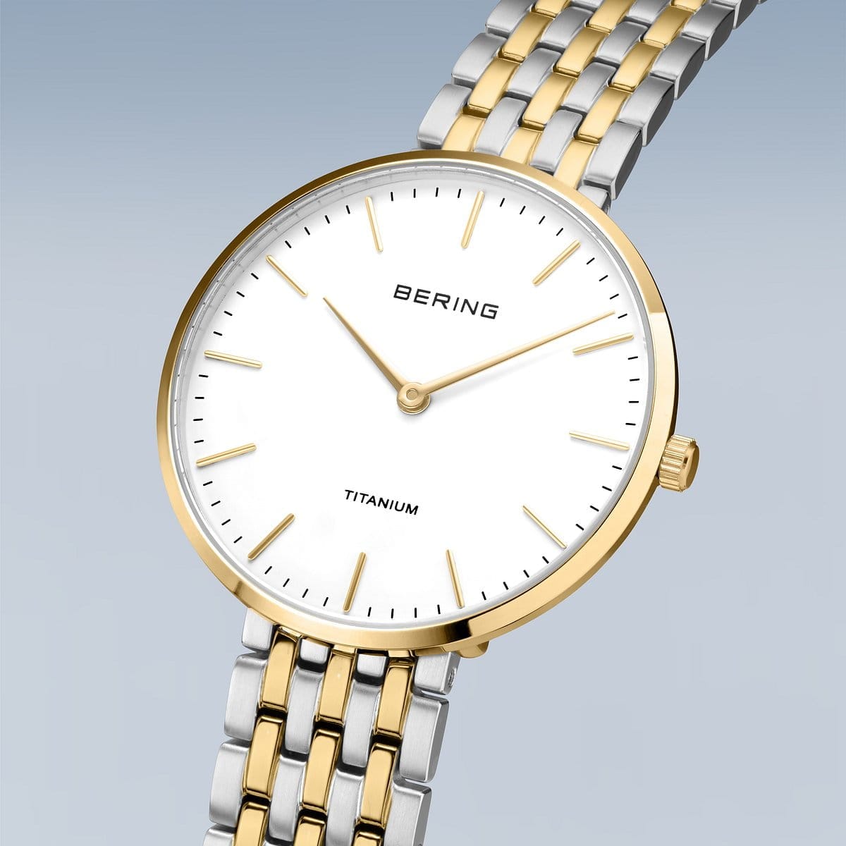 BERING Titanium Polished Gold 34mm White Dial Women's Watch 19334-010