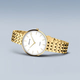 BERING Titanium Polished Gold 34mm White Dial Women's Watch 19334-334