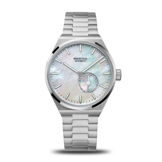 BERING Automatic Brushed Silver 35mm White Mother of Pearl Dial Women's Watch 19435-704