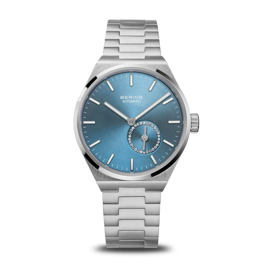 BERING Automatic Brushed Silver 35mm Blue Sunray Dial Women's Watch 19435-Charity