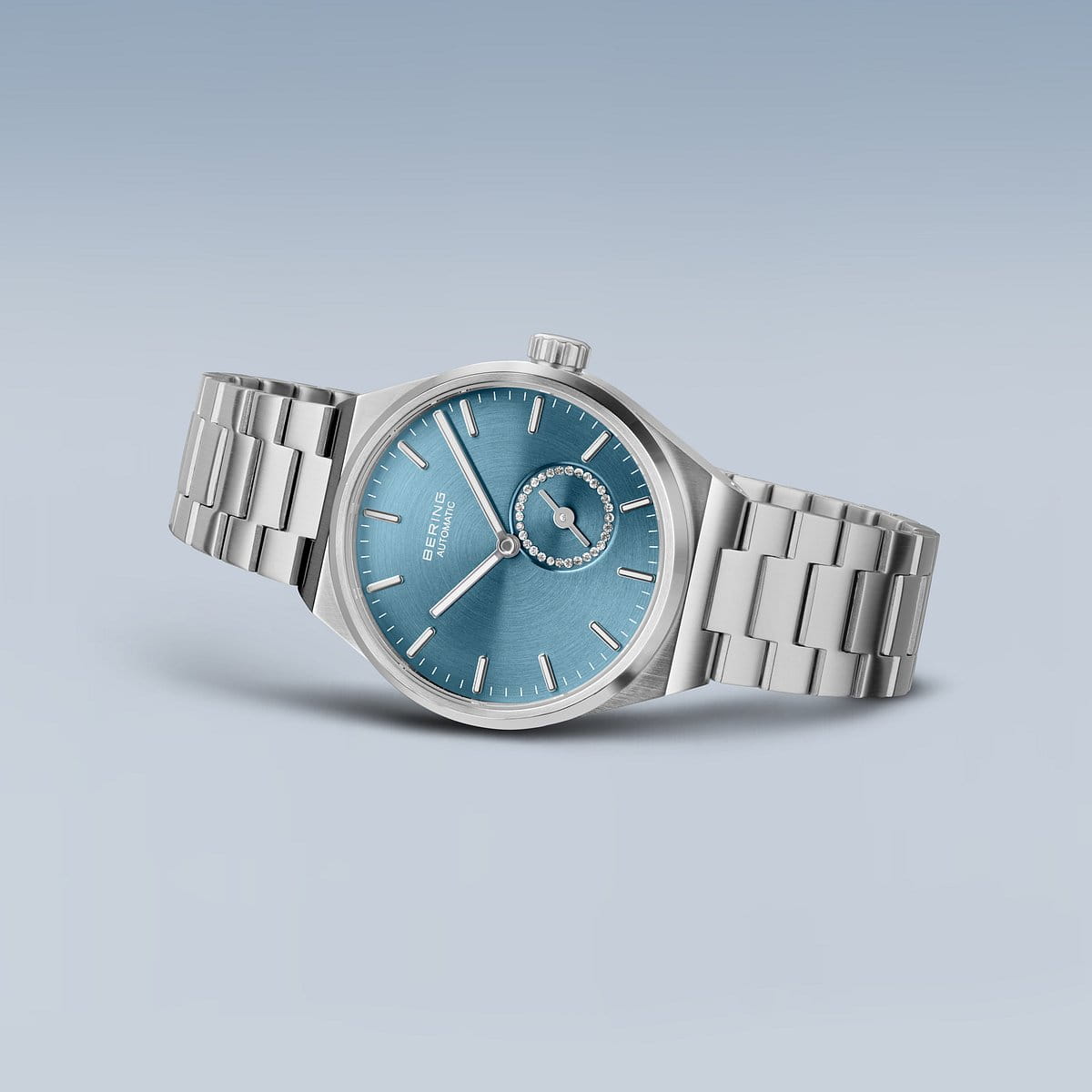 BERING Automatic Brushed Silver 35mm Blue Sunray Dial Women's Watch 19435-Charity