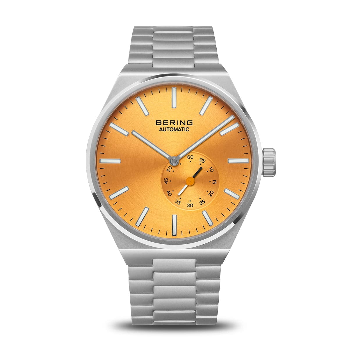 BERING Automatic Matte Silver 41mm Orange Sunray Dial Men's Watch 19441-701