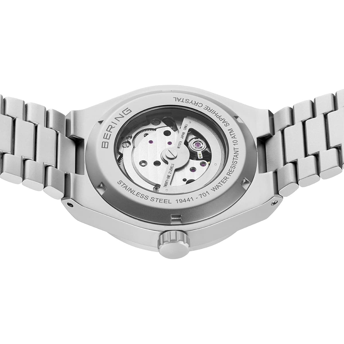 BERING Automatic Matte Silver 41mm Orange Sunray Dial Men's Watch 19441-701