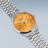 BERING Automatic Matte Silver 41mm Orange Sunray Dial Men's Watch 19441-701