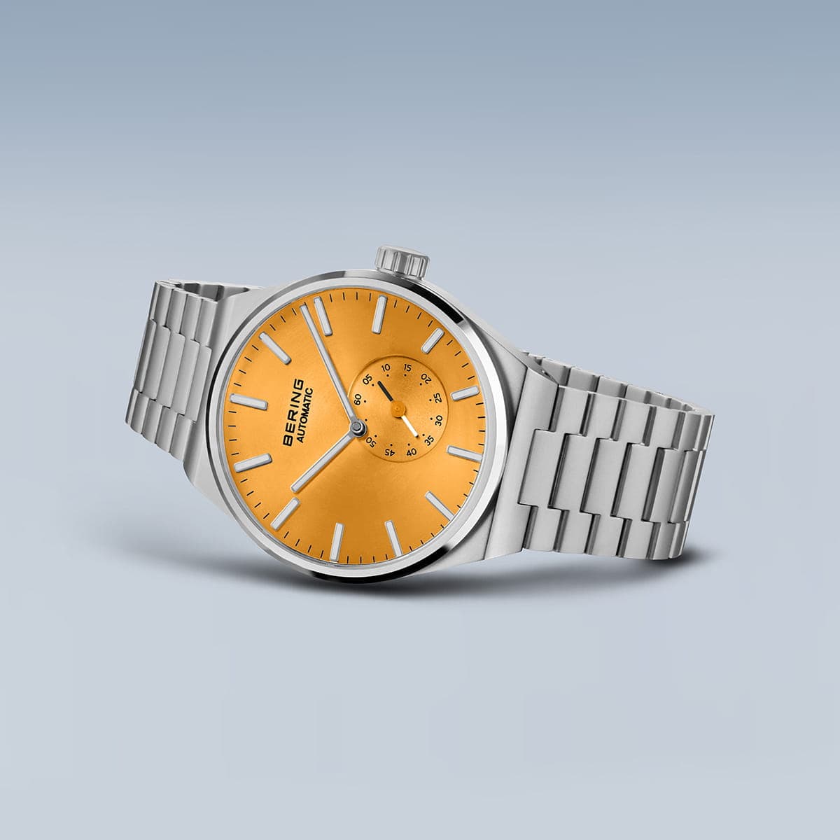 BERING Automatic Matte Silver 41mm Orange Sunray Dial Men's Watch 19441-701