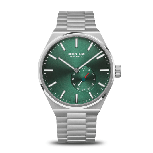 BERING Automatic 41mm Green Dial Matte Silver Men's Watch 19441-708